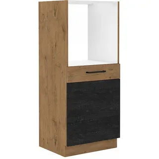 Küchenschrank für Einbaubackofen VANYA - Breite 60 cm, dunkles Holz / Lancelot-Eiche - Braun