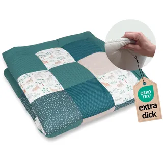 ULLENBOOM Krabbeldecke für Baby 140x140 cm - Dick und weich gepolstert | Außenmaterial: 100% Baumwolle, Alle Materialien OEKO-TEX zertifiziert, Made in EU, Schadstoffgeprüft und waschbar
