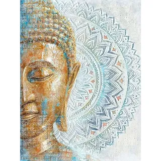 DPHERO DIY Buddha Diamant Painting Bilder für Erwachsene Kinder,5D Mandala Diamond Painting Set,DIY Strass Bilder Religion Diamant Kunst Kits,Runde Steine Diamant Painting für Zuhause Dekor 30x40 cm