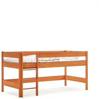 Lukdom Hochbett Leo 160x80 teak , Braun , Holzwerkstoff , 80x160 cm , Babymöbel & Kindermöbel, Kinderzimmer & Jugendzimmer, Kinderbetten, Hochbetten
