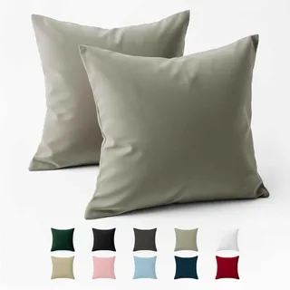 Dreamzie Kissenbezug 60x60 Baumwolle Renforcé (2er-Set) - Hellgrau - Dicht gewebt mit 57 Fäden/cm2 - Kissenhülle 60x60 cm - Oeko Tex Zertifiziert