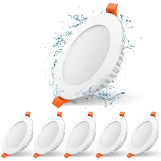 LED Einbaustrahler 230V, 6er-Set Dimmbar 7W LED Spot,3 Farbtemperaturen (2700K/4100K/6500K) Ultraschlanke Einbauleuchten,Wasserdicht,75-95mm Ausschnitt Deckenspots für Badezimmer,Küche, Schlafzimmer
