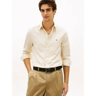 Businesshemd TOMMY HILFIGER "FLEX POPLIN SOLID", Herren, Gr. L, N-Gr, muslin, Popeline, Obermaterial: 100% Baumwolle, regular fit hüftlang, Ärmel mit Ärmelschlitz 1-Knopf-Manschette, Hemden Businesshemd, Regular Fit Flex Cotton