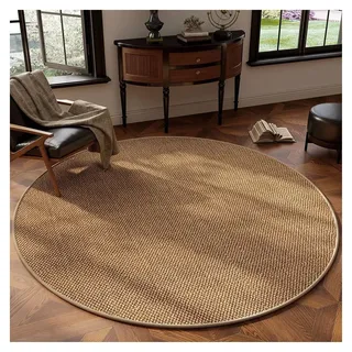 Sisal-Teppich, rund, pflegeleicht & waschbar, für den Innen- und Außenbereich, perfekt für Wohnzimmer, Terrasse, Küche, 60 bis 200 cm, Kamelfarben, 140 x 140 cm