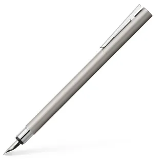 FABER-CASTELL - Füller Neo Slim Edelstahl Silber Matt, Feder B | Edler Füllfederhalter mit schlankem Edelstahlschaft und hochwertiger Edelstahlfeder