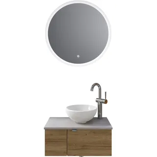 Saphir »Serie 6915«, (4 St.), Gäste-Bad, 70 cm breit, mit LED-Spiegel, offenem Fach und 2 Türen
