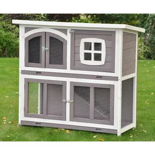 nanook shop Kleintierkäfig Hasenstall XL 52 x 52 x 108 cm schwarz, weiß