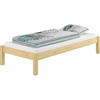 Futonbett Kiefer massiv 100x200 Einzelbett Holz Bettrahmen Singlebett Zubehör wählbar V-60.35-10ohne Zubehör - Naturbelassen