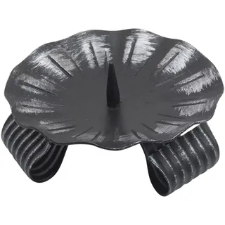 NKlaus Eisen-Dreifußleuchter schwarz Altarleuchter H: 11cm Kerzenhalter mit Dorn groß Linienstruktur 10741