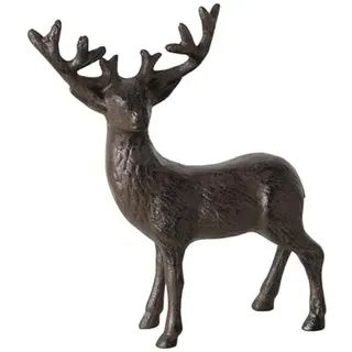 RiloStore Gußeisen Hirsch 18cm Wintertier Hirsche Waldtier b912 Weihnachten Rostdeko Deko Schaufensterdeko Raumdeko Weihnachtsdeko
