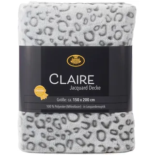 Gözze - Jacquard Decke Claire, Wohndecke in eleganter Leopardenoptik, Kuscheldecke mit Hoch-Tief-Design, 150 x 200 cm - Anthrazit