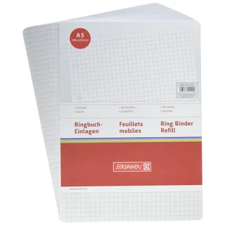 Brunnen 1066332 Ringbucheinlagen (A5, kariert, 100 Blatt, 70 g/m2), weiß