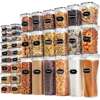 Skroam 36-teiliges Kunststoffbehälter Set - Vorratsdosen mit Deckel - BPA-frei - luftdicht & stapelbar - Küchenorganizer