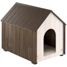 FERPLAST Outdoor-Hundehütte, Hundehaus KOYA MEDIUM aus FSC-Holz mit ungiftiger Farbe, Belüftungslöchern, isolierenden Füßen, 54,5 x 74,5 x h 66,5 cm.