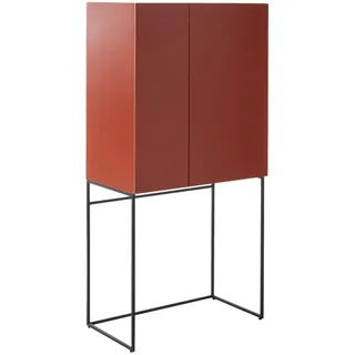Schöner Wohnen Barschrank , Rot , Metall , 80x165x45 cm , Beimöbel erhältlich, in verschiedenen Holzdekoren erhältlich , Holzmöbel, Wohnwände Holz, Wohnwand Serien Holz