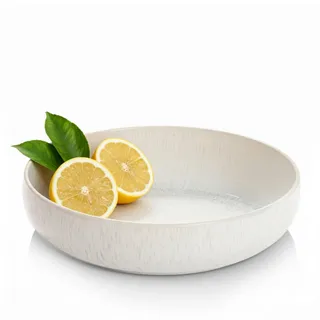 Sänger Obstschale Korfu, Große Schale aus hochwertigem Steingut Handmade | Salatschale & Servierschüssel Creme mit sandiger Maserung Dekoschale Obstkorb Mediterrane Bowl 1,5L