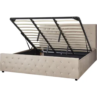 Beliani Bett mit Stauraum Samtstoff Amiens 180 x 200 cm)