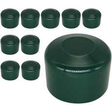 SKIR'CO (10 Stück) Zaunpfostenkappen rund 38 mm grün Kunststoffkappen für runde Zaunpfosten Zaunpfostenabdeckungen moosgrün RAL 6005