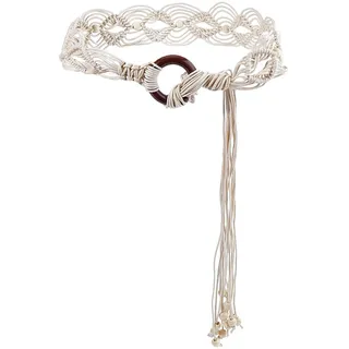 craspire Boho Gürtel Mit Flechtmuster Böhmischer Perlengürtel Weißer Baumwollgürtel Mit Gewebten Quasten Western Stil Handgefertigter Holzperlengürtel Mit Renaissance Kette Geknotet Für Damen