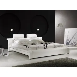 Bett Design Doppelbett Lederbett Polster JVmoebel - Weiß