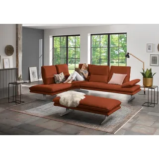 W.SCHILLIG Ecksofa »broadway, Designsofa, mit tollem Sitzkomfort, L-Form« Sitztiefenverstellung, Kopfteil- & Seitenteilverstellung, Breite 284cm, braun