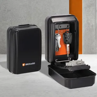 Brihard All Season XL Schlüsseltresor mit Zahlencode und wasserdichter Abdeckung, Outdoor Safe Schlüsselkasten mit 4-stelligem Code Zahlenschloss, Tresor Schlüsselkasten für Schlüssel, Schlüsselbox