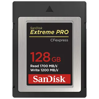 SanDisk Extreme Pro CFexpress, Typ B 128 GB (1.700 MB/s Lesen, 1.200 MB/s Schreiben, RescuePRO Deluxe, ruckelfreie RAW Videos, 4K, XQD Kompatibilität)