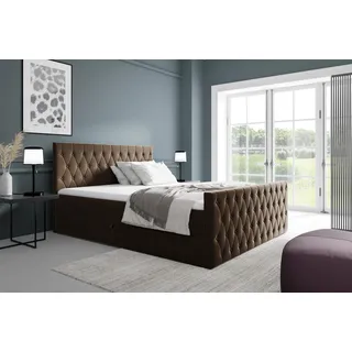 Boxspringbett Schlafzimmerbett ASHER 200x220cm in Stoff Fresh Braun - Braun