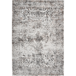 Teppich CALO-DELUXE "Bello 600" Gr. 2, schwarz (anthrazit, creme), B:80cm H:10mm L:150cm, Baumwolle, Polyester, Teppiche, Teppich, Vintage Design, Wohnzimmer