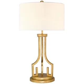 Edle Tischlampe AIROSO Weiß H:80cm Vintage Design E27 Leinen