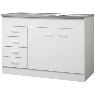 kochstation Spülenschrank KS-Elster 120 x 60 x 85 cm Weiß