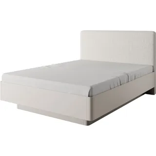 YOURHOUSE24 Bett mit Bettkasten und Polster-Kopfteil LANTE 160x200 cm mit Holzrahmen beige - Beige