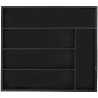 Relaxdays Besteckkasten Bambus 5 Fächer 34 x 5 x 30 cm Schwarz