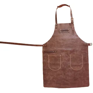 Feuermeister Grill und BBQ Schürze aus Echtleder in der Farbe Cognac, inkl. Nackenberiemung, Größe 2: Länge 95 cm x Breite 70 cm, 8701010202
