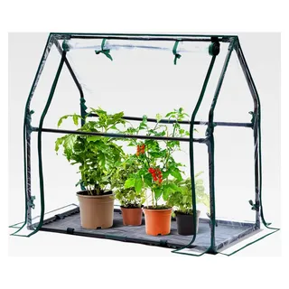 Mini-Gewächshaus für den Innenbereich, PVC Foliengewächshaus mit wasserdichter Matte, kleines Gewächshaus für Tomaten und Kräuter 91,5 x 45,5 x 84 cm