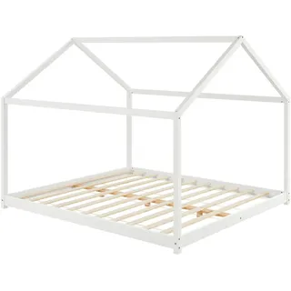 [en.casa] Hausbett Cerro 160 x 200 cm Kiefer massiv weiß