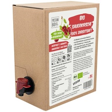 Bio Sauerkirsche Direktsaft 3 Liter Box - Sauerkirschsaft aus 100% europäischen Sauerkirschen - Veganer Sauerkirsch Saft, ohne zugesetzten Zucker, ohne Süßstoffe (lt. Gesetz)