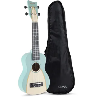 GEWA Sopran Ukulele Manoa Surfstyle - Korpus Linde - Motiv Pacific Lagoon - inkl. Gig Bag - W-SO-GR