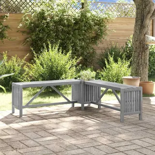 vidaXL Garten-Eckbank mit Pflanzkübel 117 cm Massivholz Akazie Grau - Grau