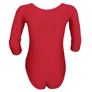 Turnanzug AQUARTI "Body Mädchen Body 3/4 Arm", Kinder, Gr. 158, rot, Obermaterial: 96% Baumwolle CO. 4% Elasthan EL., Sportanzüge Turnanzug