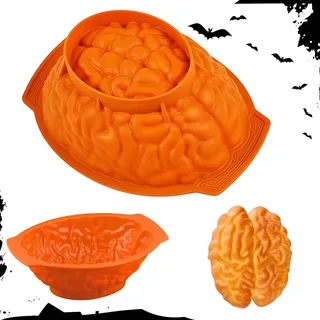 PNANLYA Halloween Silikon Kuchenform, 9.6'' Silikon Blutige Gehirne Silikonform Halloween DIY Gehirn Puddingform, Gehirn Form Kuchenform für die Herstellung von Partykuchen, Muffins