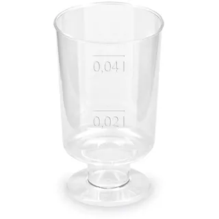 Schnapsglas mit Fuß Premium glasklar Shotgläser mit Eichstrich 2cl/4cl, 20 Stk.