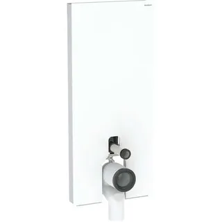 Geberit Monolith Sanitärmodul für Stand-WC, 114cm, Wasseranschluss hinten mittig, mit P-Anschlussbogen, 131.033.Si.5, Farbe: Glas weiß / Aluminium