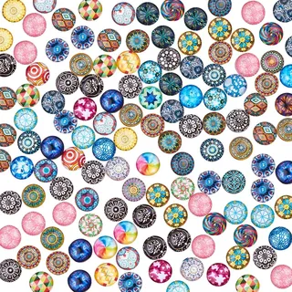 PandaHall 200 Stück Muggelsteine Glasnuggets Bunt Gemischte Farbe Runde Mosaik Kuppel Glas Cabochons Mosaiksteine Dekosteine Glassteine Flatback Taste DIY Edelsteine, 12x4 mm