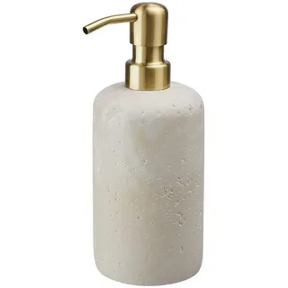 Butlers Seifenspender Verdon , Beige , Stein, Metall , 7x19x7 cm , Badaccessoires, Seifenspender