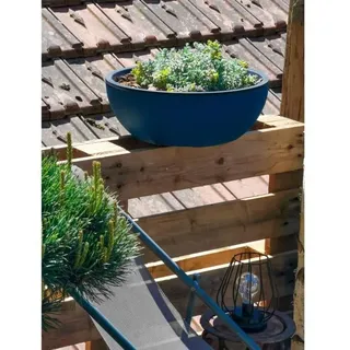 Runder Blumentopf, RIVIERA Coupe Granit, Kunststoff, D40xH15 cm, Blau - Bunt