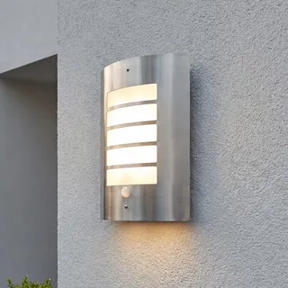 Licht-Erlebnisse Außenleuchte mit Bewegungsmelder Edelstahl in Silber IP44 Balkon Garten B:23 cm E27 blendarm Moderne Wandlampe Outdoor LYNMARK