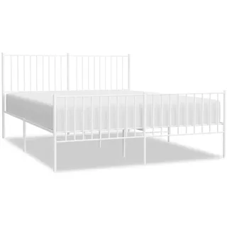 vidaXL Bettgestell mit Kopf- und Fußteil Metall Weiß 160x200 cm - Weiß