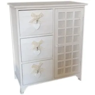 King Collection King Home C656121 Kommode mit Herz + Anta Washed aus Paulownia Holz, weiß, 62X32X73H
