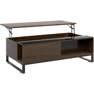 Homcom Couchtisch Walnuss Schwarz 102 x 58 x 35,5 cm